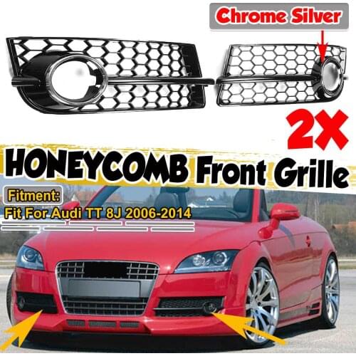 A Pair TT 8J Car Fog Light Grill Lamp Cover Honeycomb Hex Front Grille Grill For Audi TT 8J 2006-2014 8J080768201C 8J080768101C