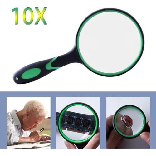 Portable 10X Magnifying Glass 60/70/80/90mm Handheld Magnifier Antique Mahogany Handle Magnifier For Reading Book Loupe Glass