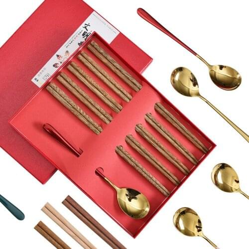 Portable Stainless Steel Dinnerware Set Chopsticks Spoon Fork Tableware Wooden Chopsticks for Kitchen Dinner kitchen supplies