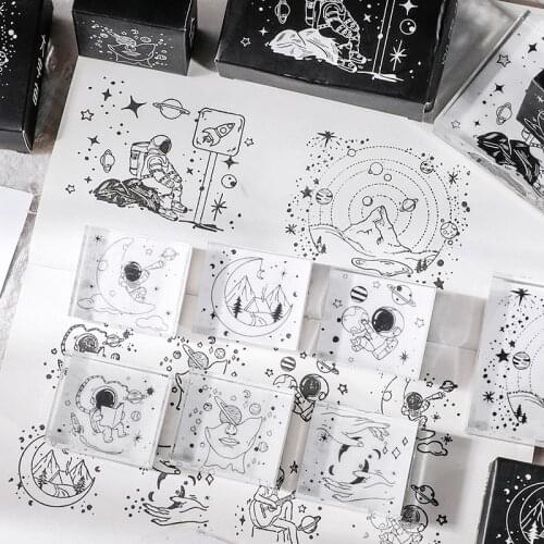 Transparent Acrylic Seal Stars Night Sky Series Astronaut Spaceman Decoration Stamp scrapbooking stationery DIY standard stamps