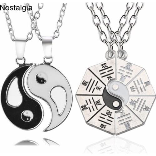 Religious Tai Chi Enamel Yin Yang Best Friends Pendant Couple Bestfriend Necklace Friendship Jewelry
