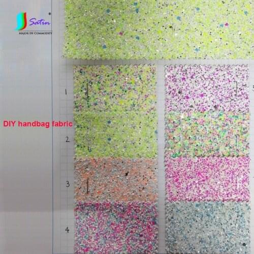 DIY Home Make Handbag Coat Doll Shoes Material Gradient Bright Candy Color Small Sequin Knitted Bottom Cloth Fabric