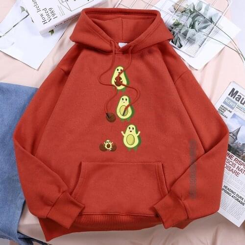 Pregnant Avocado Cute Comic Woman Hoodie Hip Hop Loose Hoody Harajuku Vintage Hooded 2021 Fashion Women Hoodies Printed