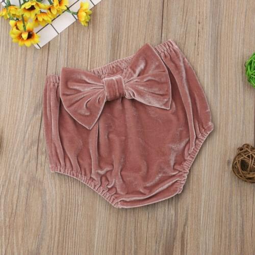 Kids Baby Girl Velvet Bow Bottoms Bloomer Casual Shorts Diaper Cover Panties PP Pant