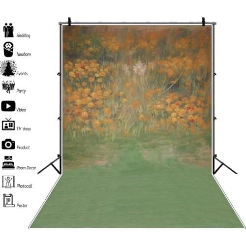 Ink Painting Flowers and Solid Colors Photography Vinyl Background Decor Photocall Backdrop for Baby Shower Photo Studio Props