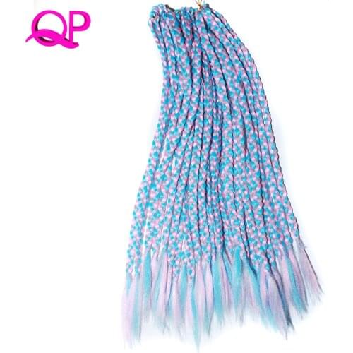 Qp hair 12 Roots 24" 3S Box Braids Crochet Hair Extensions Ombre Fiber Synthetic Braiding Hair Bulk Crochet Braids