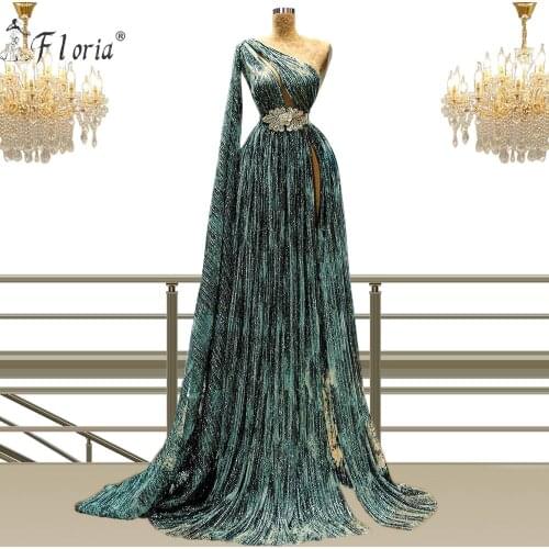 Abendkleid Evening Dresses Green Sequined Prom Gown Glitter Elegant Party Dress Formal Gown One Shoulder Sparkle Woman Dress