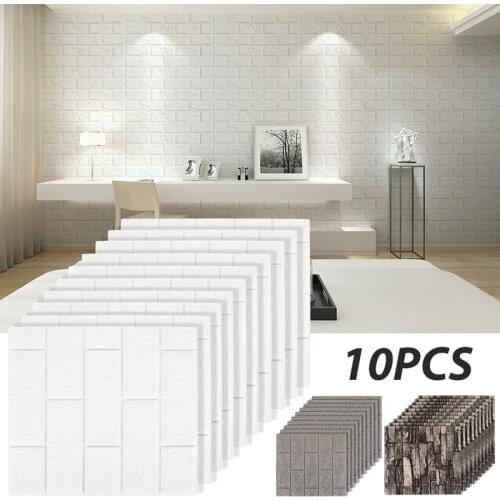 10pcs Self Adhesive Waterproof Tv Background Brick Wallpapers 3d Wall Sticker Living Room Wallpaper Mural Bedroom Decorative