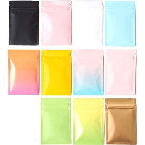 200pcs/lot 4sizes 7colors Matte/glossy Stand Up Aluminium Foil Zipper Lock Bag Gift Packaging Powder/tea Packing Retail