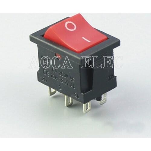 100PCS KCD1-1-202 ON-ON 2 Poles 2 Throw DPDT T85 6A 250VAC Rocker Switch 6 Pin With Solder Terminal