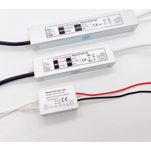 12W 20W 36W 60W 80W 100W Lighting Transformer DC12V 24V Waterproof Power Supply IP67 AC100V-265V LED Driver