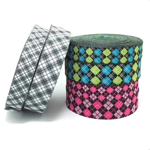 2016 NEW 7/8" 22MM AND 5/8" 16MM 10Y/SETS 100% polyester single face Woven Jacquard ribbon Diagonal grid series 3 colors choose