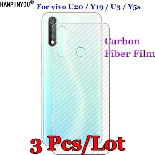 3 Pcs/Lot For vivo U20 Y19 U3 Y5s 6.53" 3D Non-slip Clear Carbon Fiber Back Film Screen Protector Protective Sticker