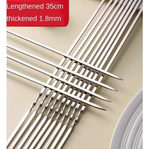 35cm Skewers for Barbecue Reusable Grill Stainless Steel Skewers Shish Kebab BBQ Camping Flat Forks Gadgets Kitchen Tools