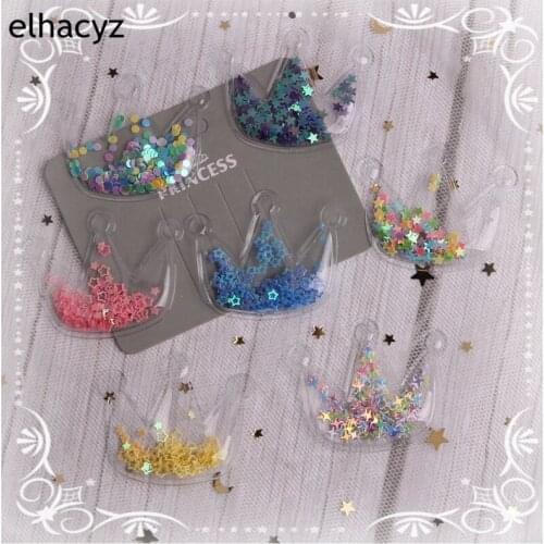 7pcs/lot New 5CM Crown Transparent Quicksand Hair Accessories DIY Hair Pins Clip Material DIY Craft Supplies