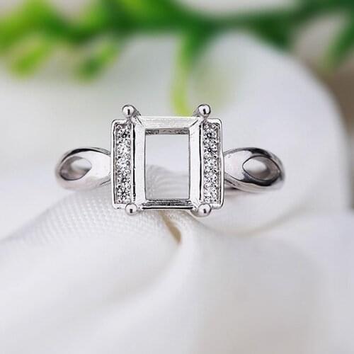 925 Sterling Silver Women 6x8mm 7x9mm Oval Cabochon Semi Mount Ring