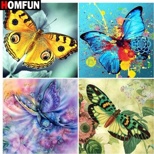 HOMFUN Diamond Embroidery DIY Diamond Painting Cross Stitch Kit "Butterfly animal ”5D Needlework Diamond Home Decoration