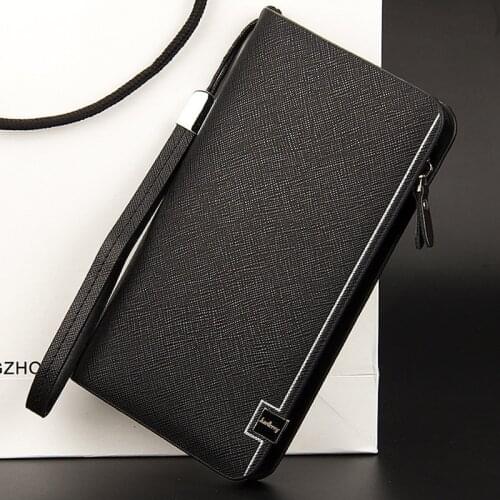 Baellerry Fashion Long Coarse Texture Design Men Wallets Large Multi Function Hand Rope Zipper Open ID Credit Card Holder Wallet