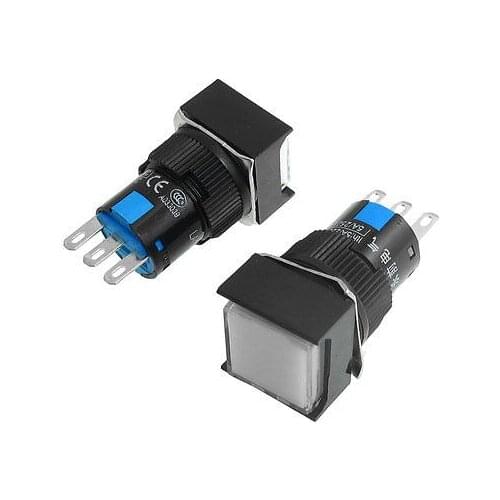 White Squared Cap 1NO 1NC Momentary Push Button Switch AC 220V 5A