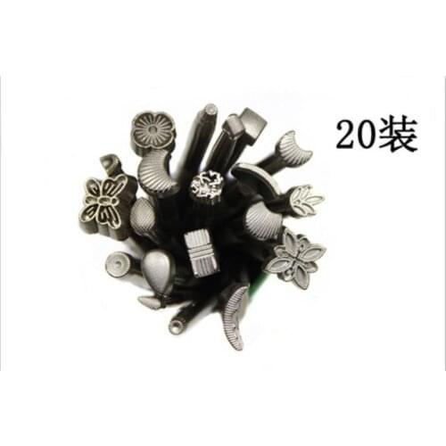 Free Shipping 20pcs Print Embossing Tools for Leathercraft Punch Stamping Carving Leather