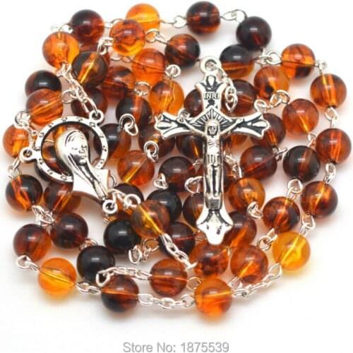 Free shipping acrylic bead rosary necklace 6 colors can select