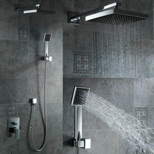 Free shipping high quality bathroom concealed rainfall square shower set faucet wall mounted shower kit B-S0808T