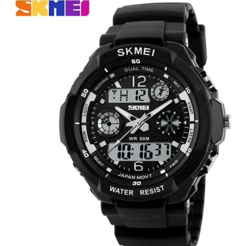 SKMEI Sports Watches Men Dual Display Wristwatches Chronograph 50M Waterproof Alarm Calendar Back Light Wristwatch 0931