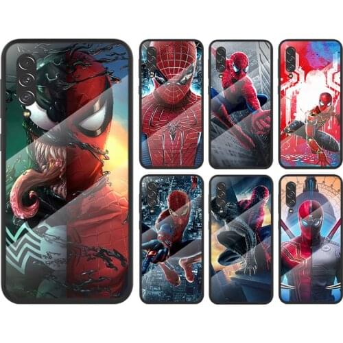 Cool Marvel Spider Man For Samsung Galaxy A91 A81 A72 A71 A52 A51 A41 A31 A21S A11 A01 Tempered Glass Cover Phone Case