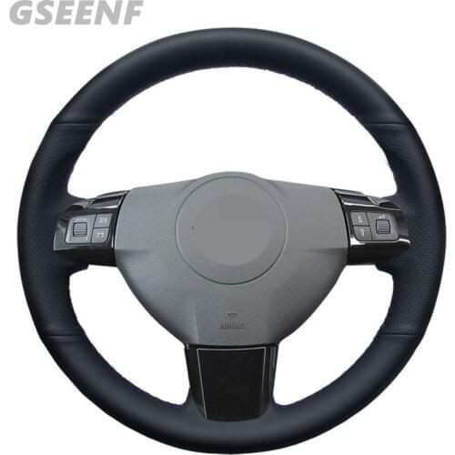 Car Steering Wheel Cover For Vectra (C) Zaflra (B) Opel Astra (H) 2009-2004 Signum 2005 Black Hand-stitched Artificial Leather