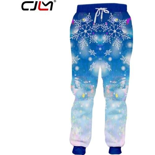 CJLM Christmas Sweatpants Man High Quality Polyester Trousers 3D Printed Colorful Snowman Mens Pants Large Size