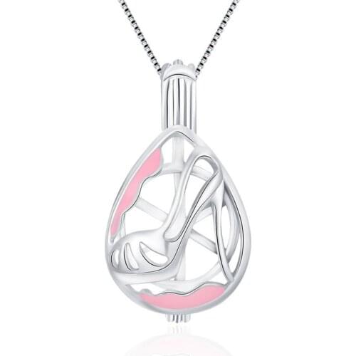 CLUCI 3pcs Silver 925 Jewelry Valentines Day Gift for Women 925 High Heeled Shoes Wholesale Pendant for Pearl Locket SC221SB