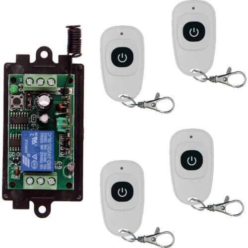 DC 9V 12V 24V 1 CH 1CH RF Wireless Remote Control Switch System,Transmitter + Receiver With One Button,315 / 433 MHz