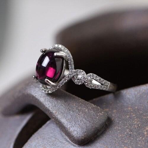 FNJ 925 Silver Ring for Women Jewelry 100% Original Pure S925 Sterling Silver Rings Ruby Natural Garnet White Zircon