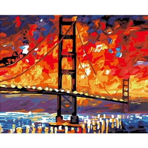 GATYZTORY Frame DIY Painting By Numbers Abstract Bridge Landscape Wall Art Picture Acrylic Home Decors Artwork Diy Gift