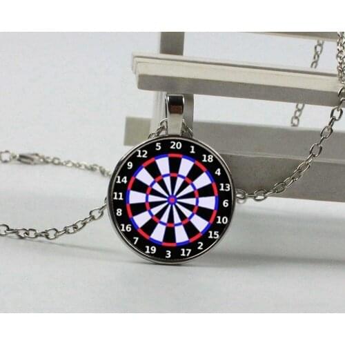 New dart board glass round pendant mens necklace jewelry gift