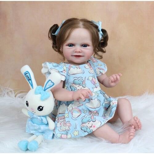 50 CM 3D Skin Tone Visible Veins Soft Silicone Reborn Baby Doll Toy For Girl Cloth Body Smiling Bebe Boneca Lifelike Play House