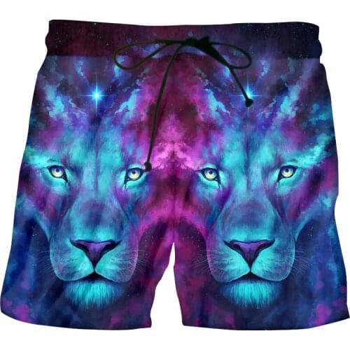 IFPD 3D Shorts Color Starry Lion Printed Mens Summer Animal Beach Shorts Causual Funny Harajuku Plus Size Custom Short Pants
