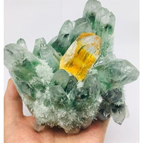 600-1.2kg natural beautiful green flame ring quartz crystal cluster
