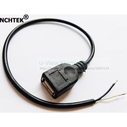 NCHTEK USB 2.0 A Female Jack 2 Wire/2Pin Power Cable Connector DIY ,USB Female Lead Cord About 30CM/Free Shipping/10PCS