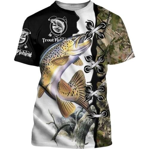 New Fashion T-shirt Trout Fishing Series 3D Printing Unisex Casual T-shirt Hip Hop Fun Street Sports Top