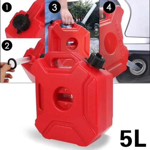 5L Litre Mount Motorcycle Spare Fuel Tank Jerry Cans Plastic Car Petrol Tanks Jerrycan Oil Container Backup Oil Can