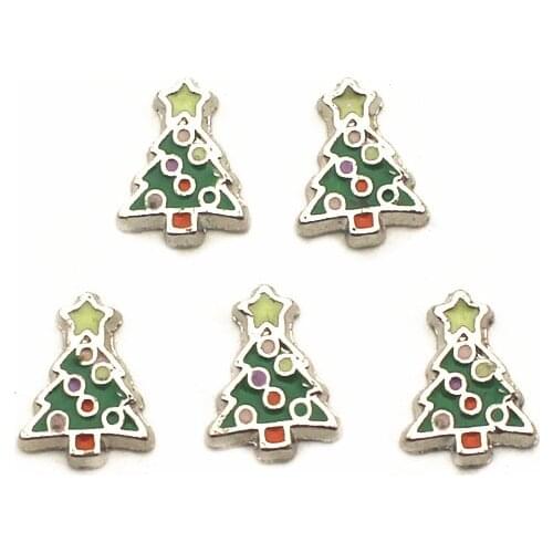 12pcs/lot Christmas Charms christmas trees Floating Charms for Floating Memory charms Lockets DIY Jewelry
