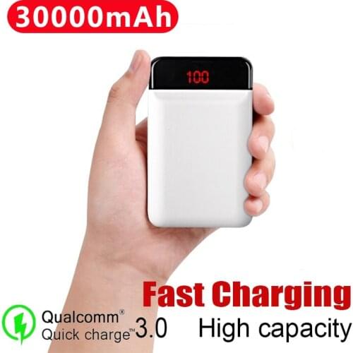 Mini Portable Power Bank 30000mAh Fast Charger LCD Digital Display Powerbank External Batter Quick Charging For Xiaomi Iphone