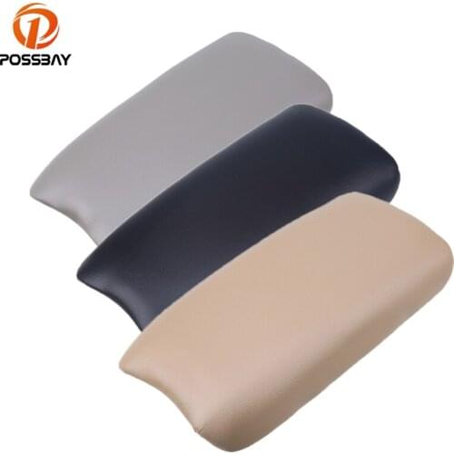 POSSBAY Black/Gray Leather Arm Rest Console Box Armrest Lid Cover for Honda Civic 2005-2011 Car Seat Protective Mat Pad