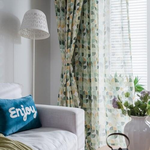 Simple Pink Curtains for Living Room, Bedroom Balcony Polyester Cotton Window Curtains Tulle Shade Kids Curtain Green