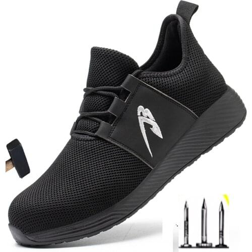 R-Win Lightweight Safety Shoes Men Women Breathable Steel Toe Cap Work Boots Black Blue Grey No-Slip Casual Safety Work Shoes