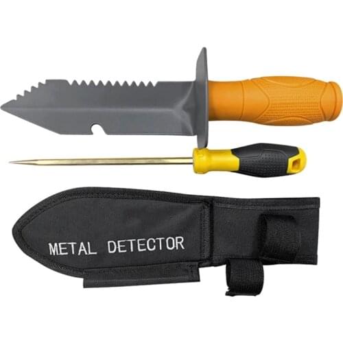 Edge Digger Sapper Shovel Serrated Carbon Steel Garden Tool with Coin Probe Premium Digger Tool with Belt Holster Hand Set