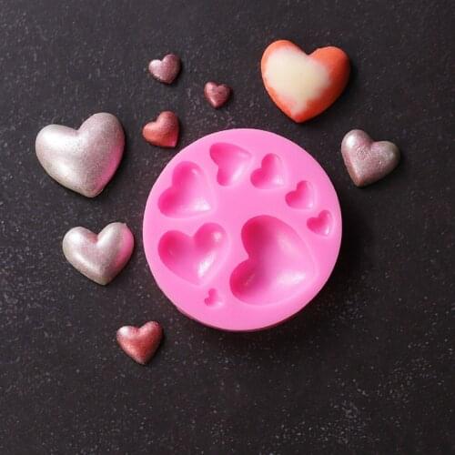 Loving Heart Shape Silicone Fondant Mold DIY Colorful Sweet Heart Chocolate Candy Paste Cake Decorating Tool Mold