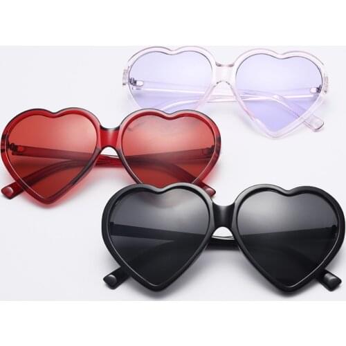 Fashion Women Middle Frame Heart Shape Sunglasses Black Red Purple Lens Goggles Sun Glasses Vintage Eyewear Hiking Eyeglasses