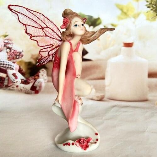 Beautiful Girl Resin Red Angel figurines Garden Flower Fairy sculpture Angel Home Decor Miniature Garden wedding Gifts Fairies